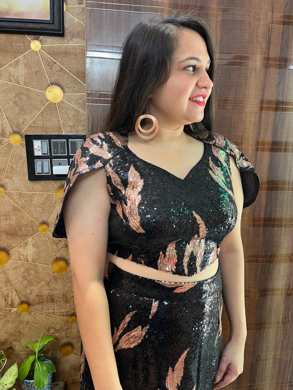 Sequins Fish-cut Skirt Coord