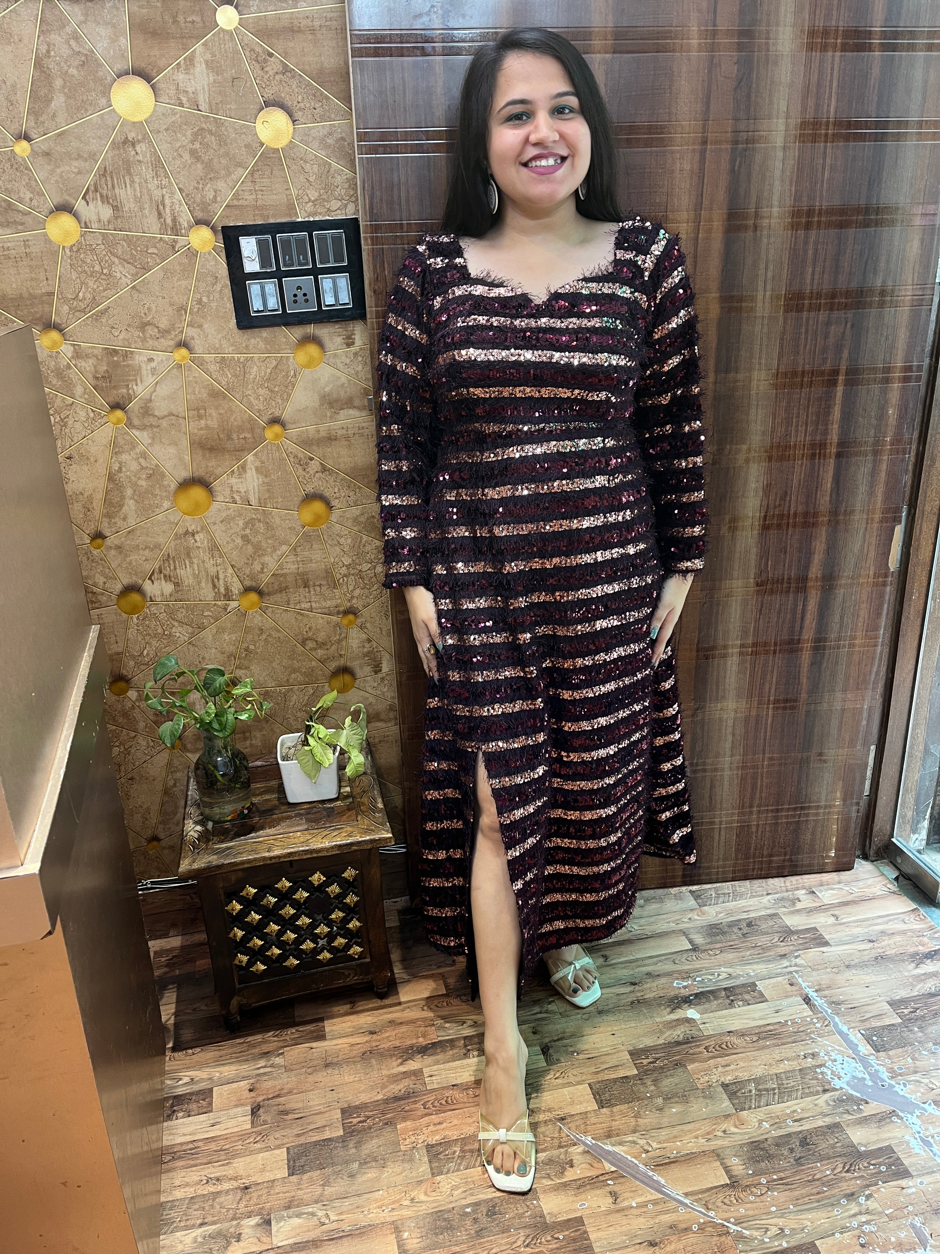 Fringes Sequins A-Line Long Dress