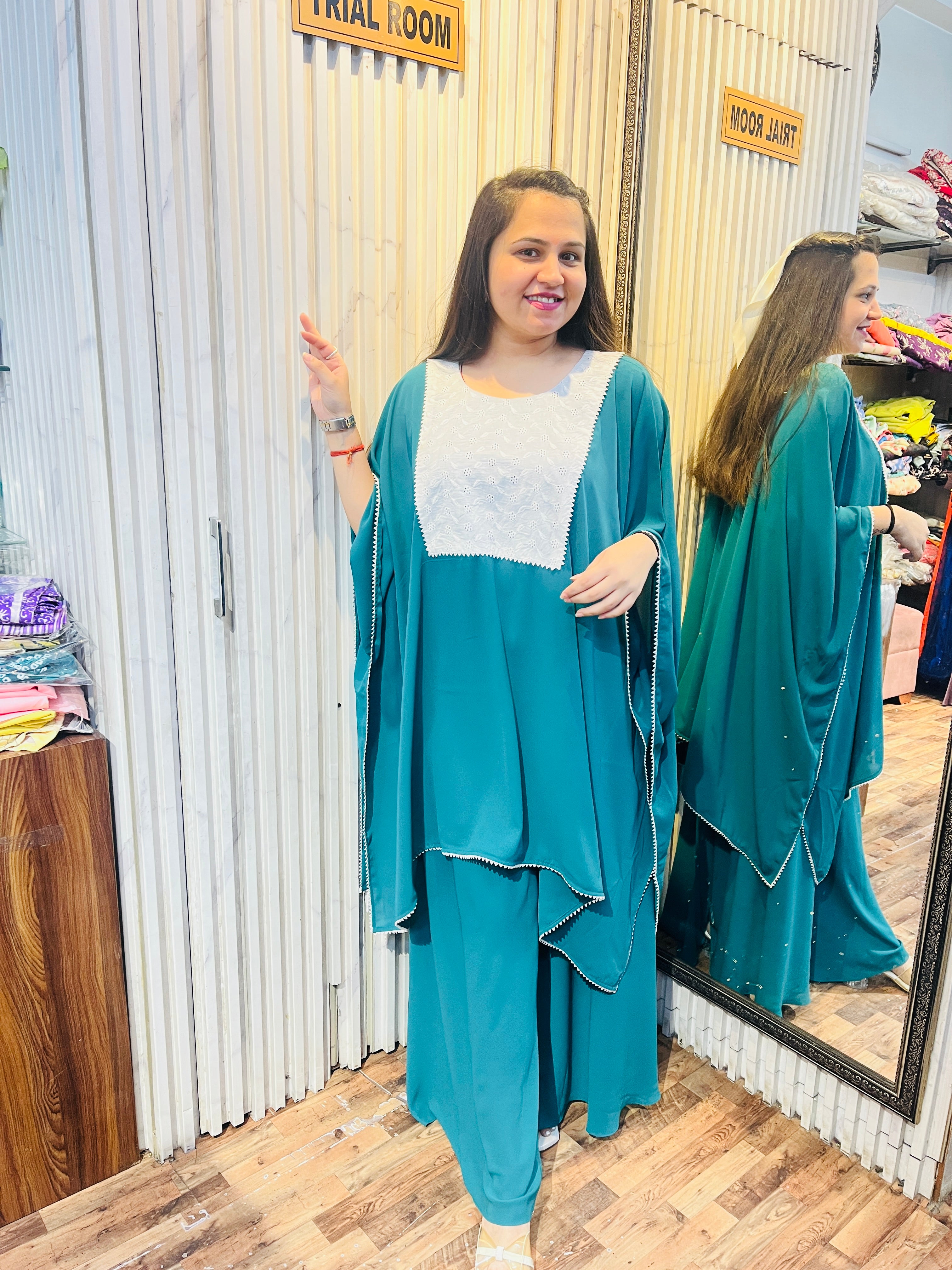 Double Georgette Kaftan Sharara Coord