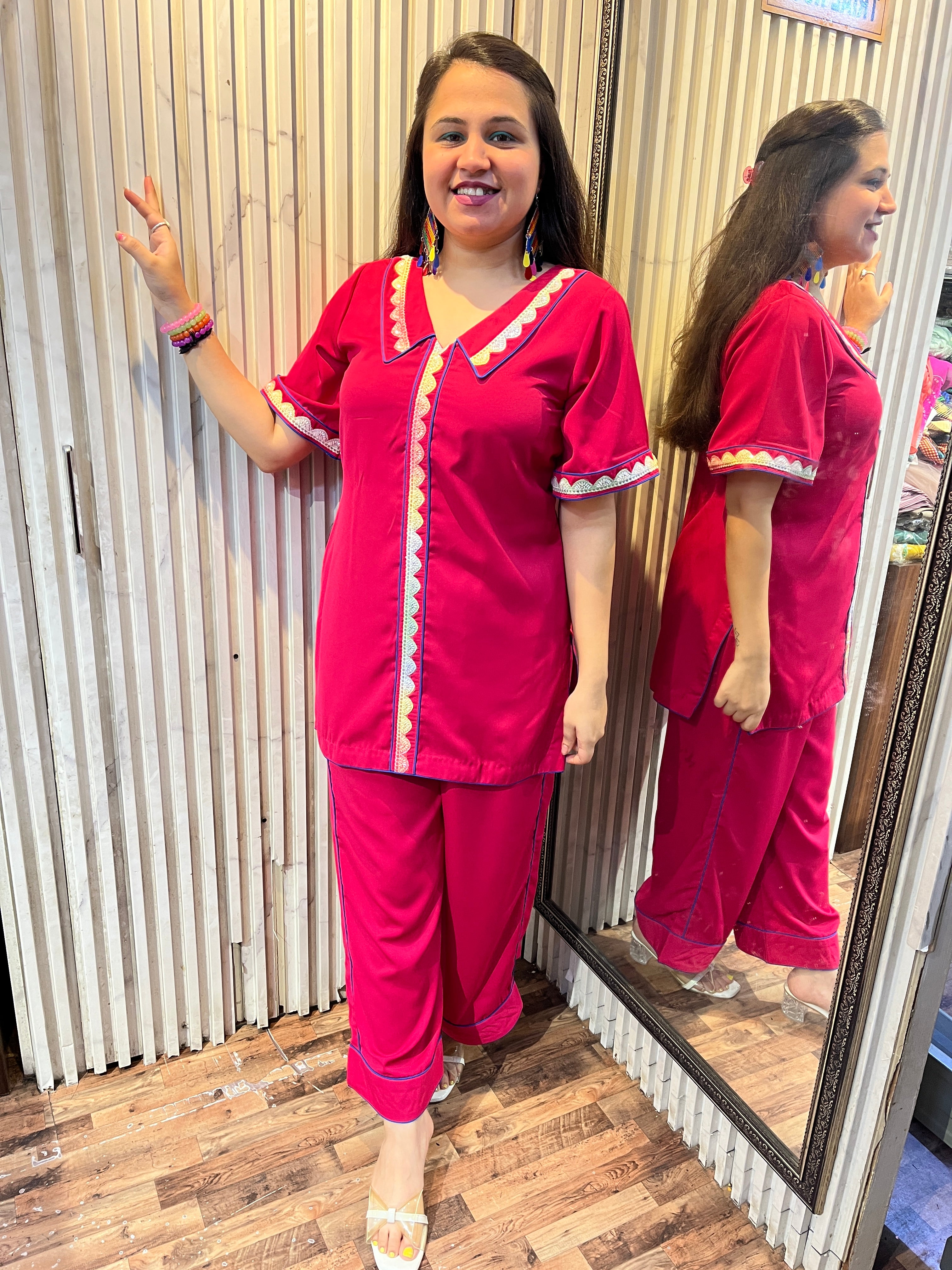 Korean Georgette Lapel Coord Set
