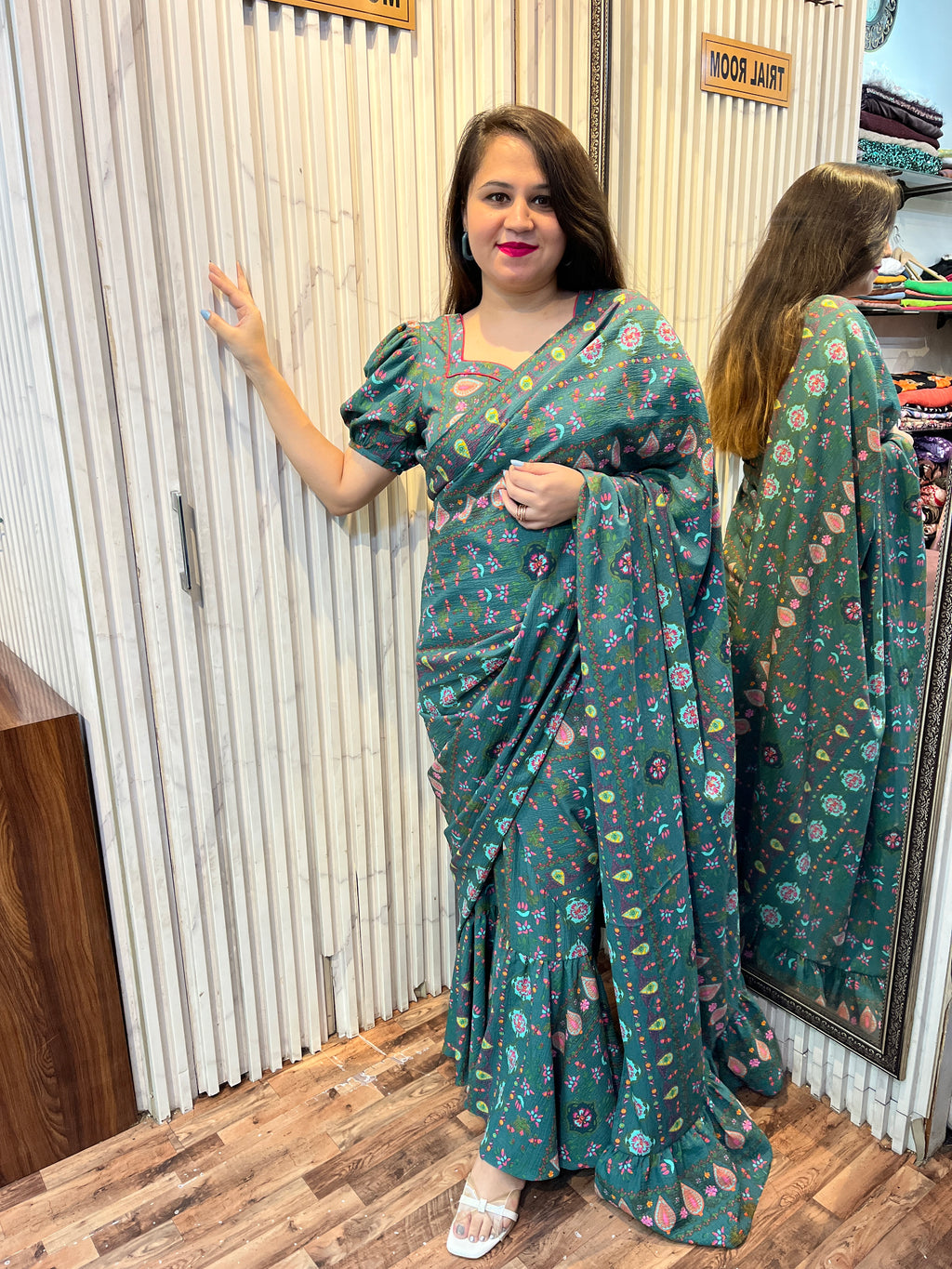 Wrinkled Double Georgette Maxi Saree
