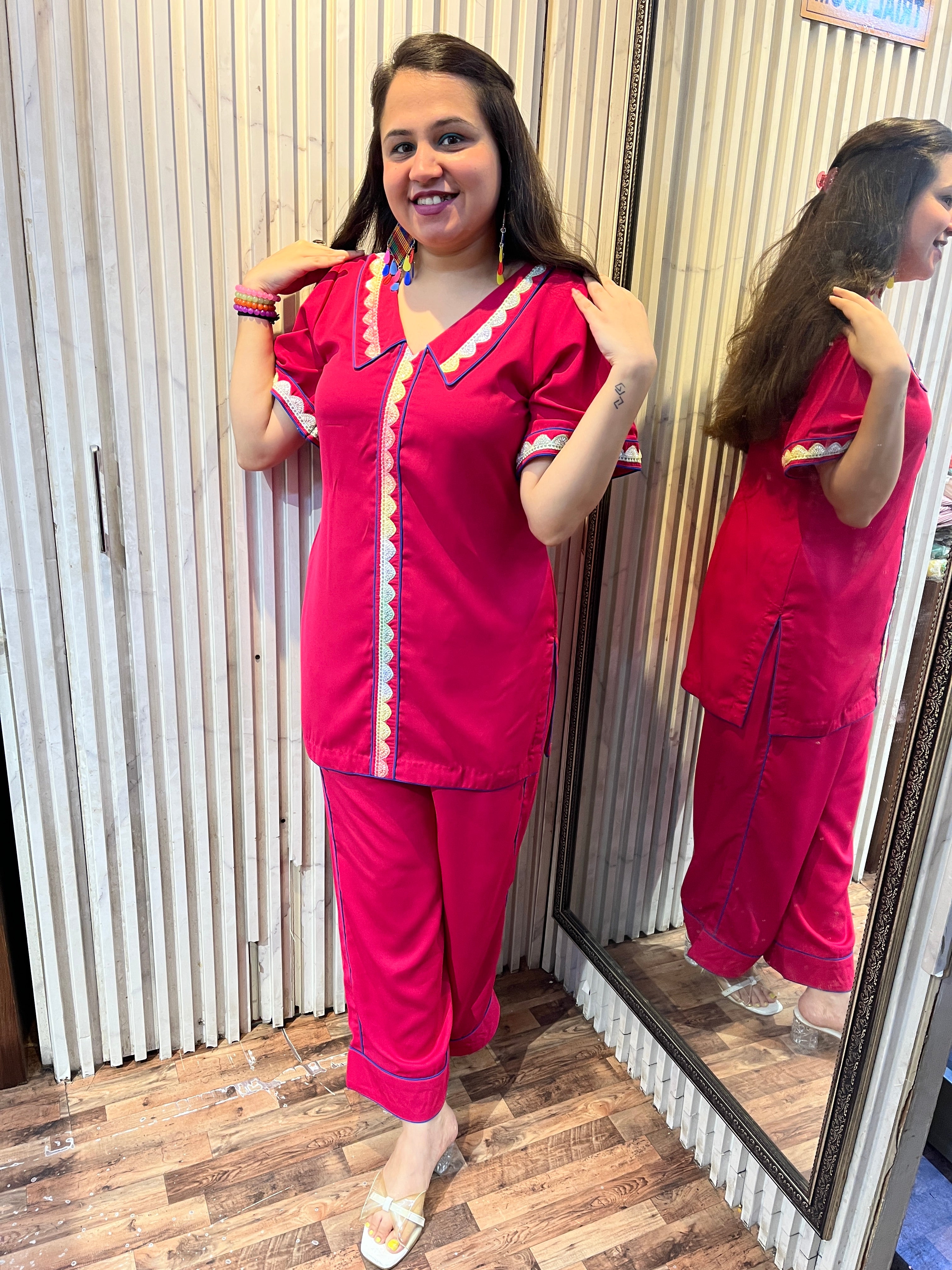 Korean Georgette Lapel Coord Set