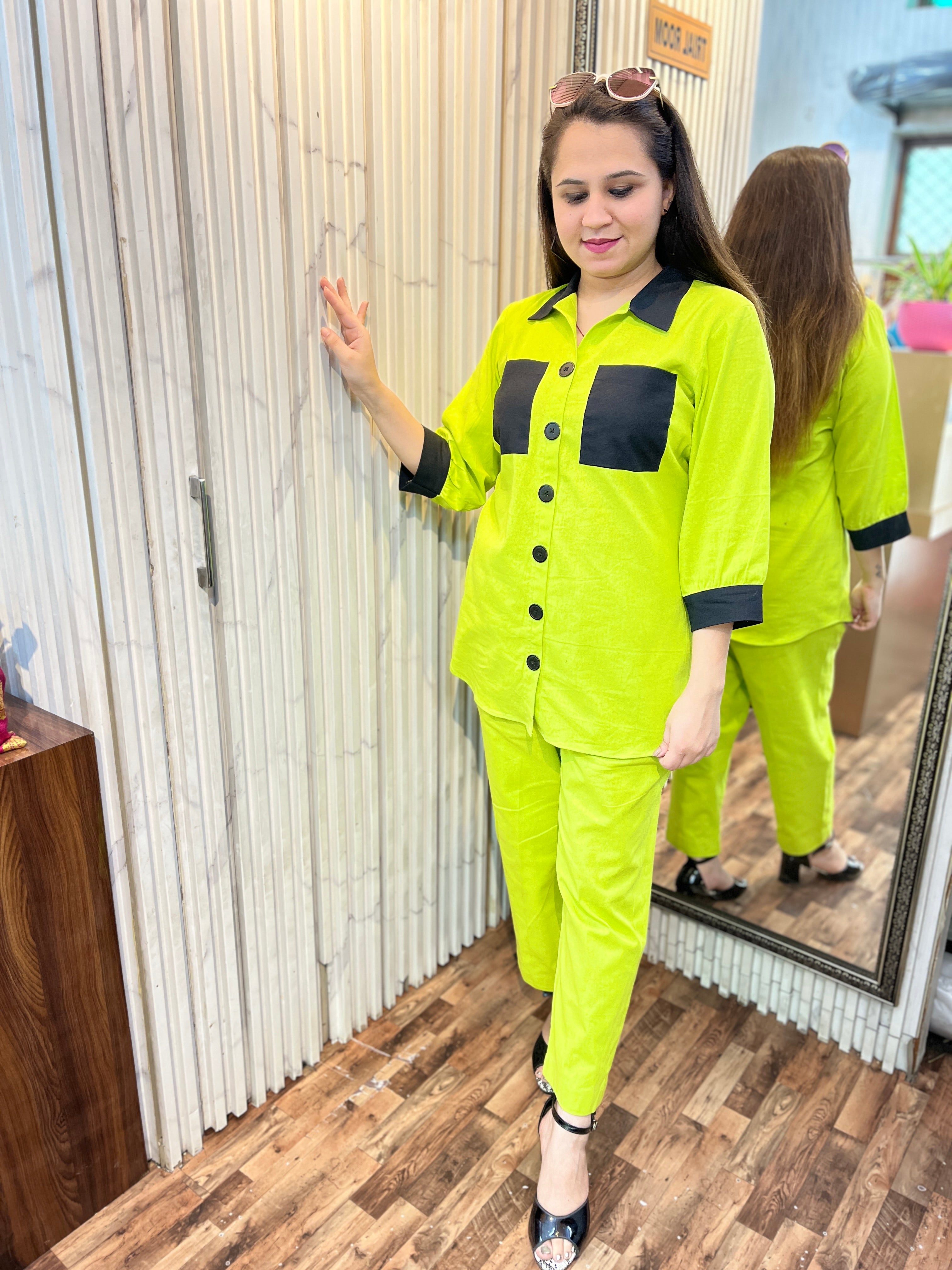 Linen Lime Green Black Coord