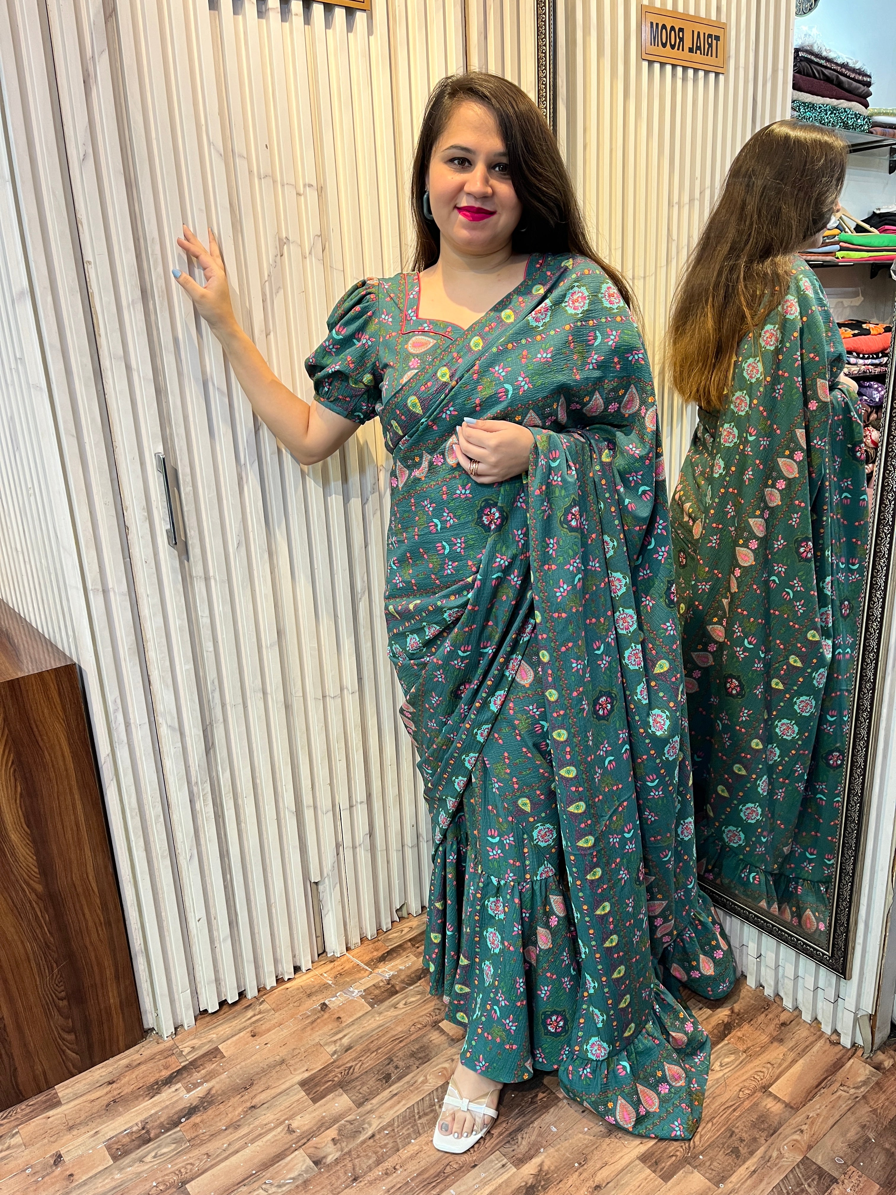 Wrinkled Double Georgette Maxi Saree