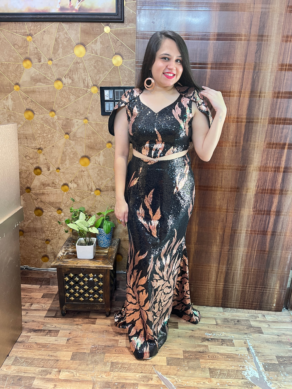 Sequins Fish-cut Skirt Coord