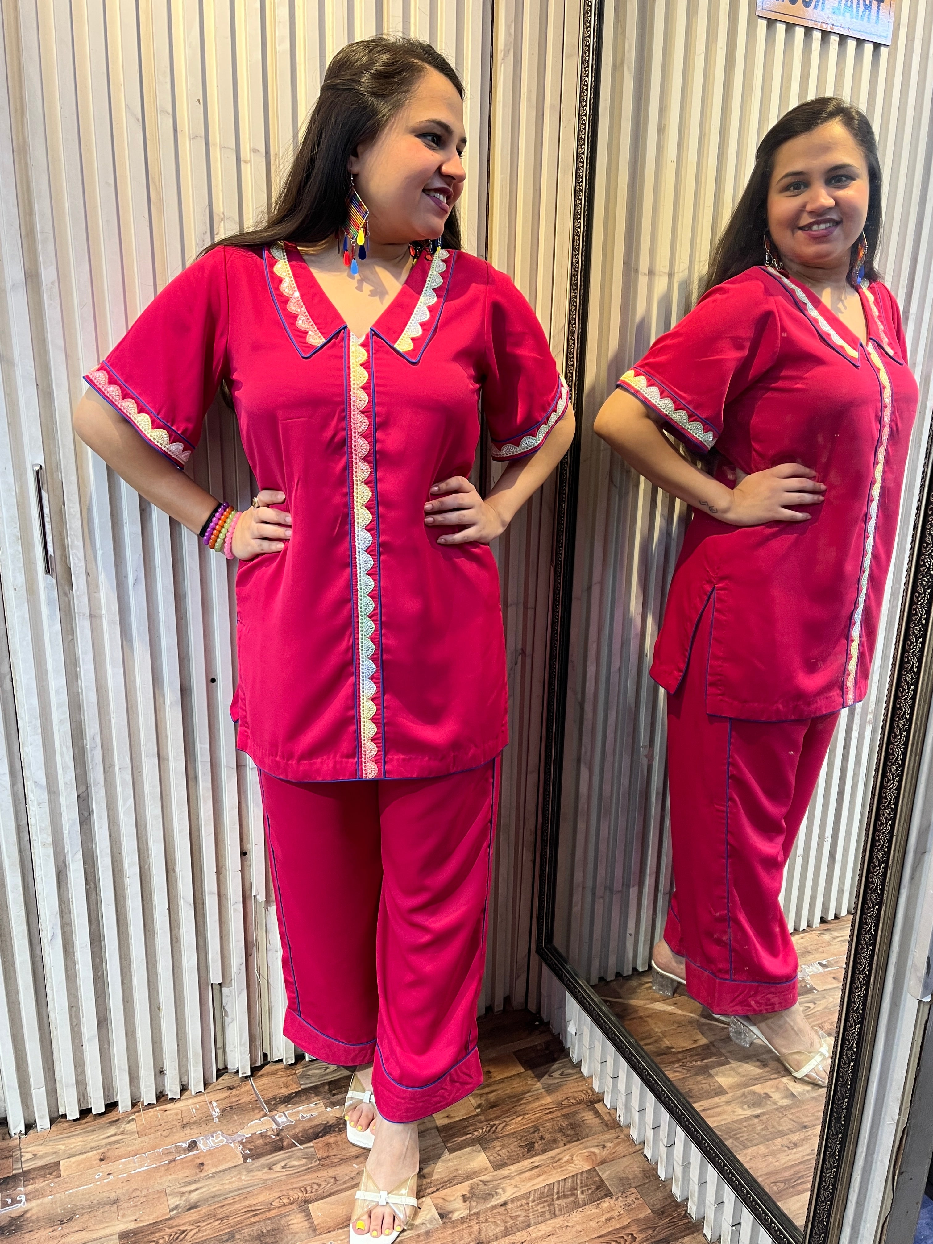 Korean Georgette Lapel Coord Set