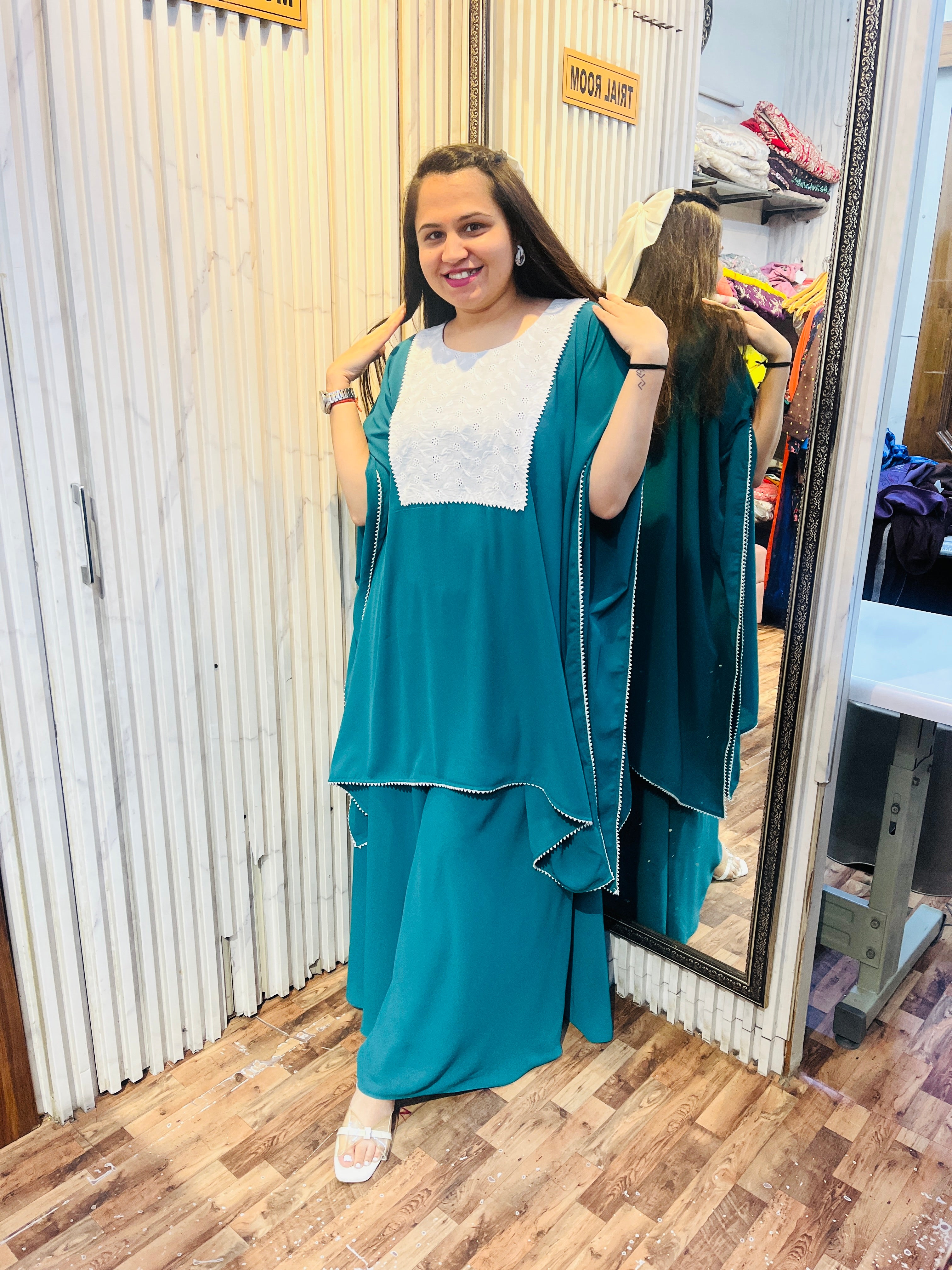 Double Georgette Kaftan Sharara Coord