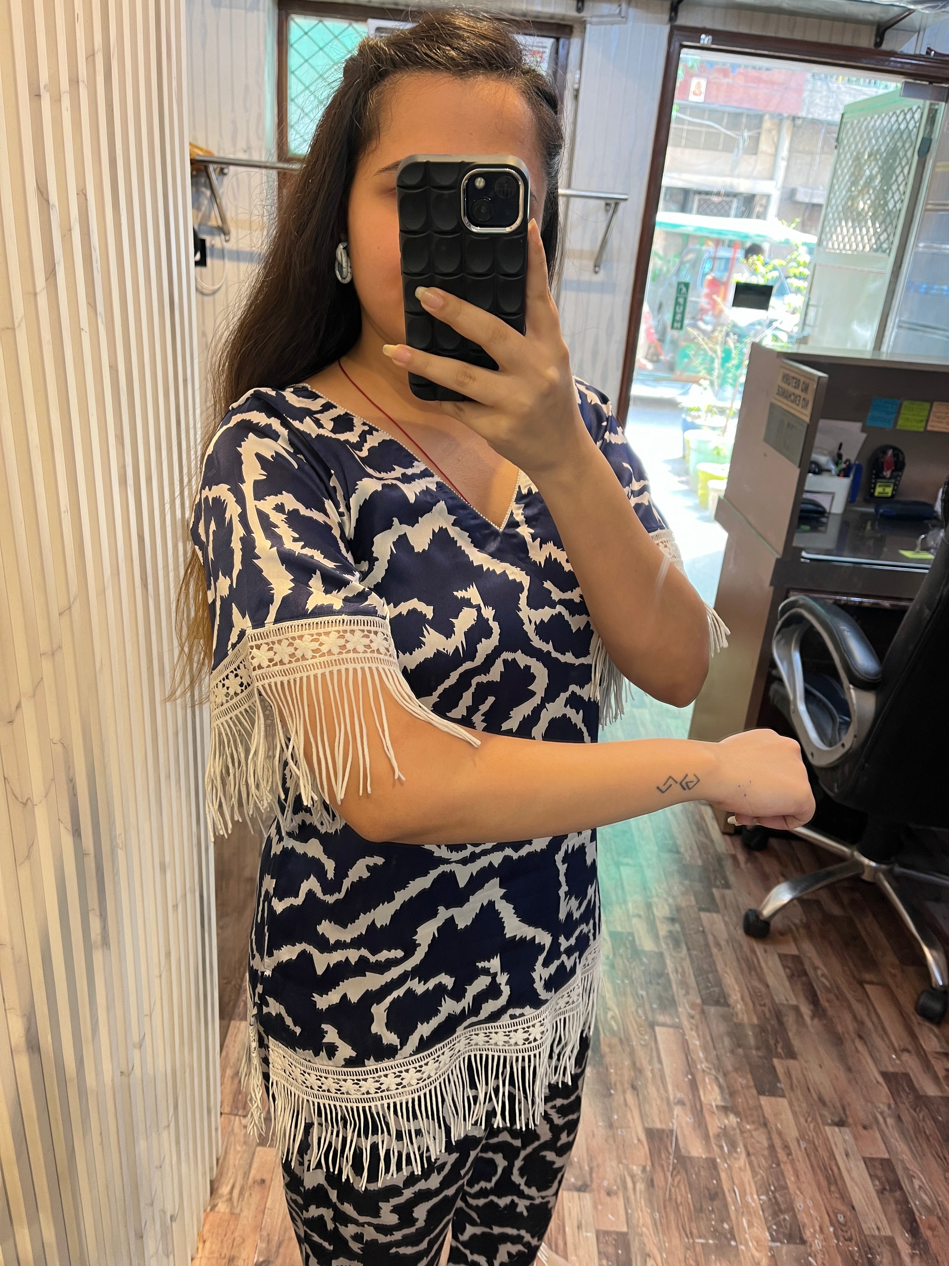 Blue Zebra Print Fringes Coord