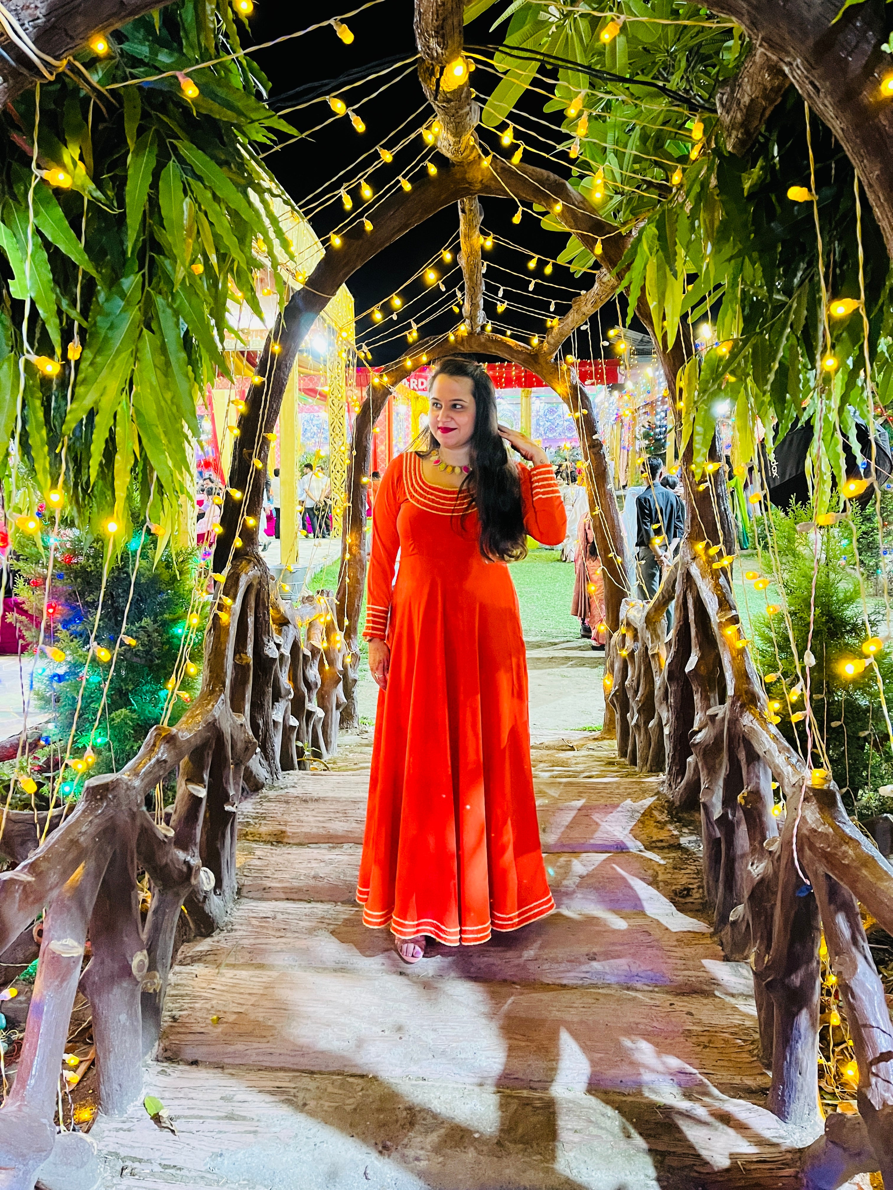 Orange Double Georgette Ethnic Maxi