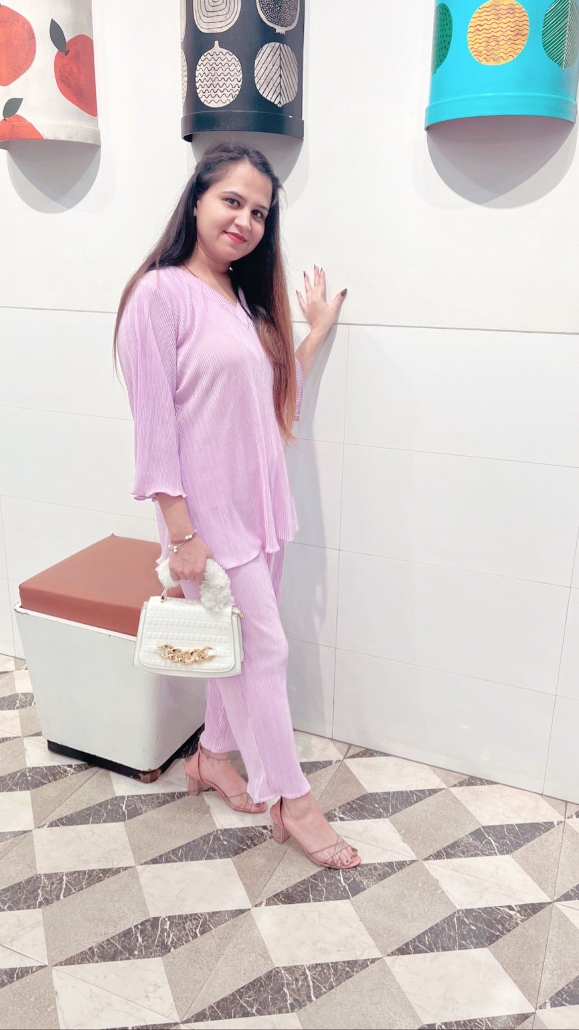 Lavender Pleated Satin Coord