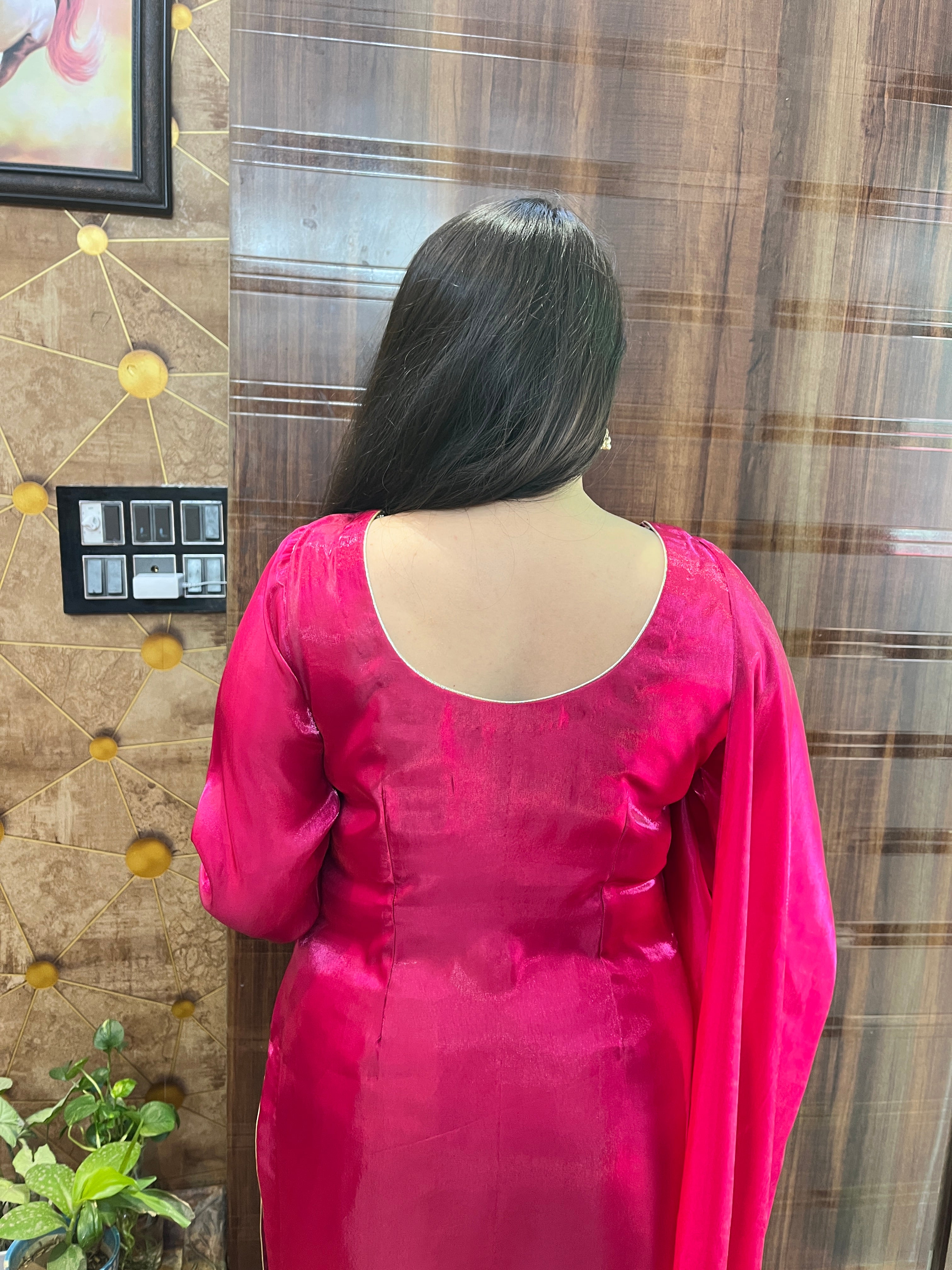 Magenta Mirror Work Suit
