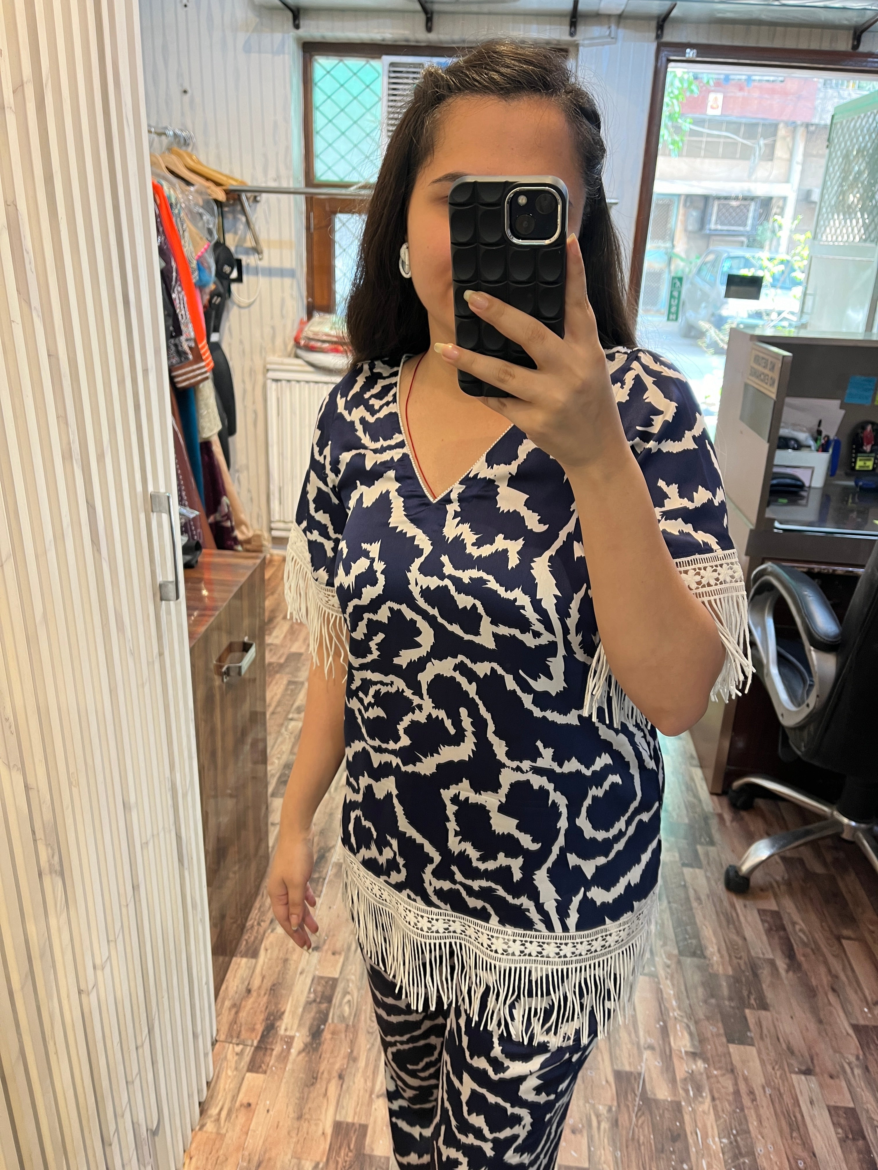 Blue Zebra Print Fringes Coord